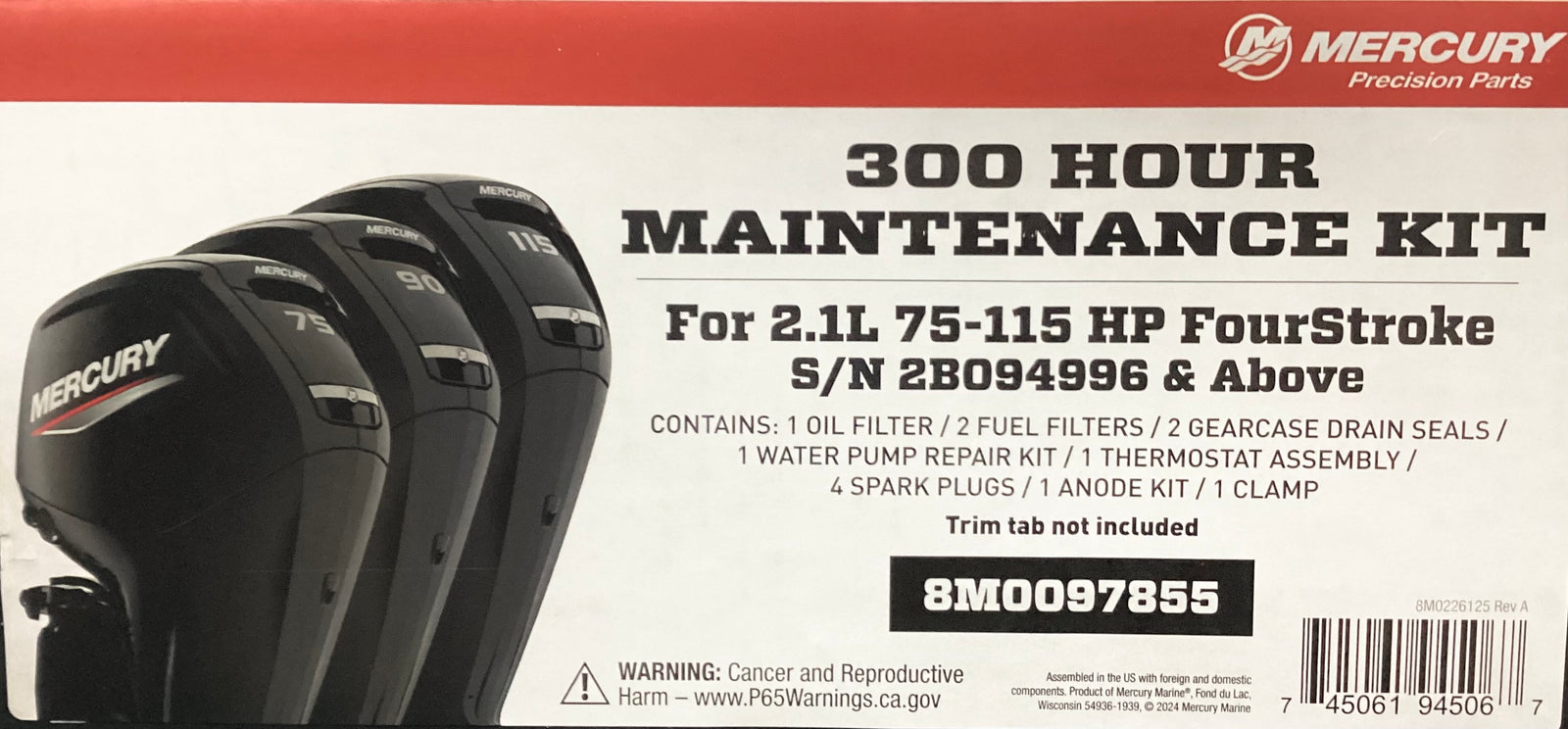 Genuine Mercury 300 hour Maintenance Kit - 1.7litre  75 -115hp