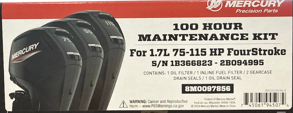 Genuine Mercury 100 hour Maintenance Kit - 1.7litre  75 -115hp
