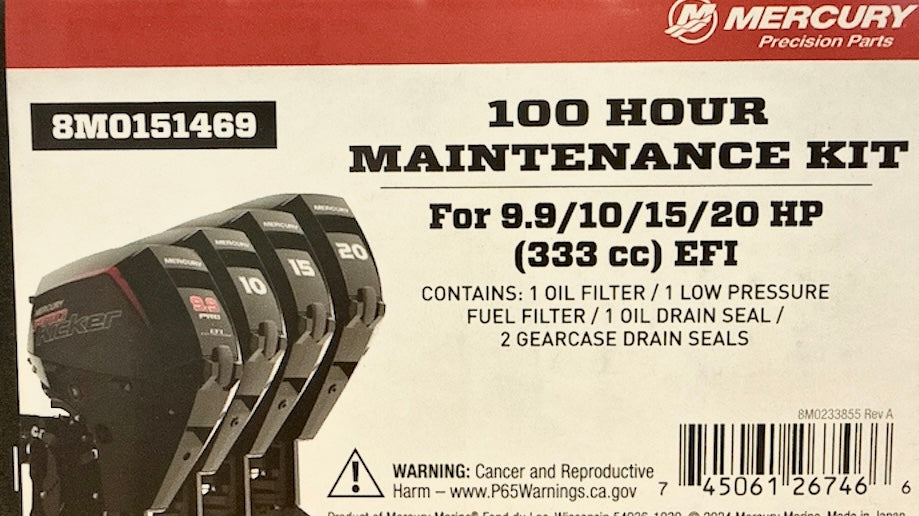 Genuine Mercury 100 hour Maintenance Kit - 9.9 / 10 / 15 20hp